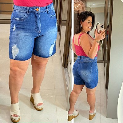 Bermuda Jeans PB Leonor Destroyed Plus Size