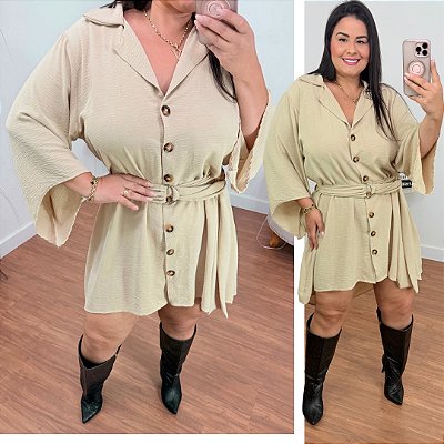 Chamise Mullet 3/4 Tainara Bege Plus Size