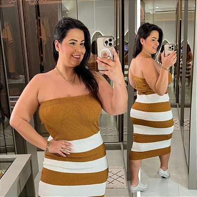 Vestido Modal Camurça Listra Plus Size
