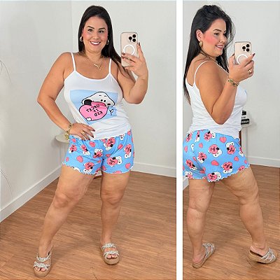 Pijama Snoopy Branco Plus Size