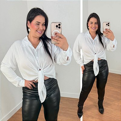 Camisa Manga Mullet Branco Plus Size