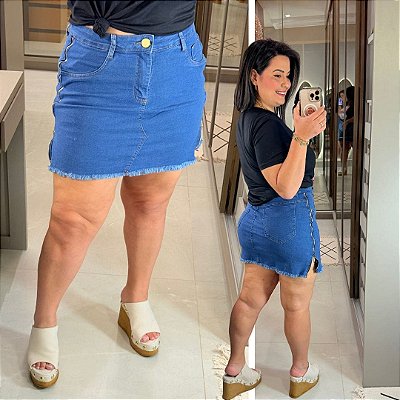 Saia Jeans Awa Rafaela Zíper Plus Size
