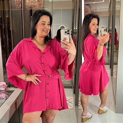 Chemise Mullet 3/4 Tainara Pink Plus Size