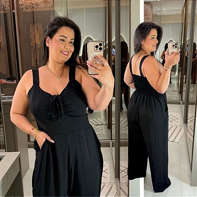 Macacão Duna Vip Preto Plus Size