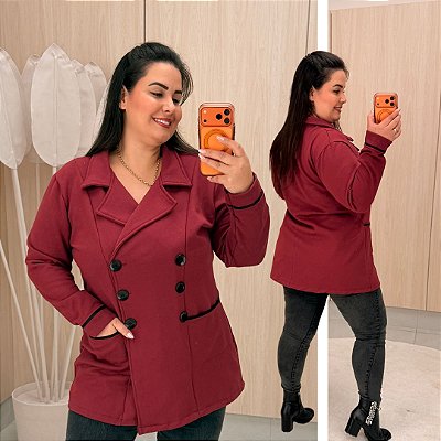 Casaco Moletom Vinho Plus Size