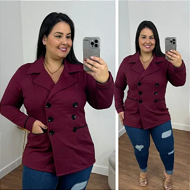 Casaco Moletom Vinho Plus Size
