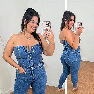 Macacão Jeans FF Beatriz Plus Size