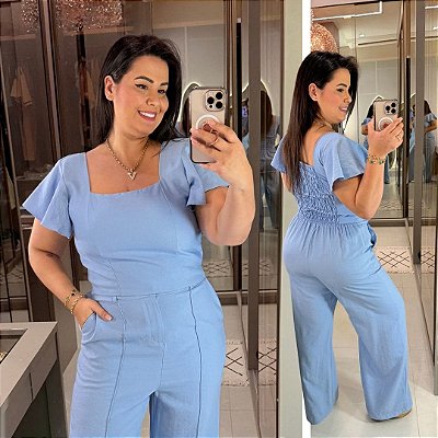 Conjunto Pantalona Mali Azul Plus Size