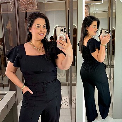 Conjunto Pantalona Mali Preto Plus Size