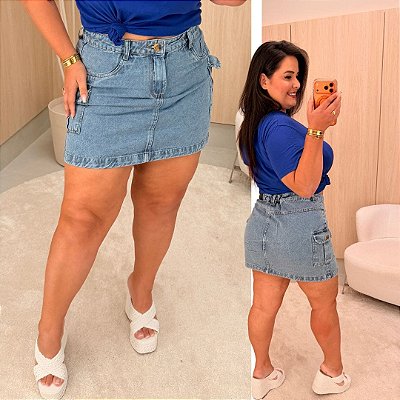 Saia Jeans Awa Manuela Cargo Plus Size