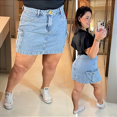 Saia Jeans Awa Manuela Cargo Plus Size