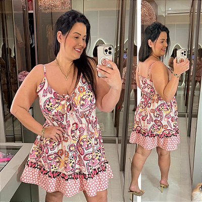 Vestido Susan Estampado Rosa Plus Size