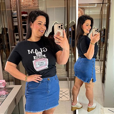 T shirt Algodão Dior Preta Plus Size