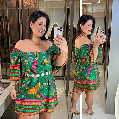 Vestido Giovana Verde Bandeira Plus Size