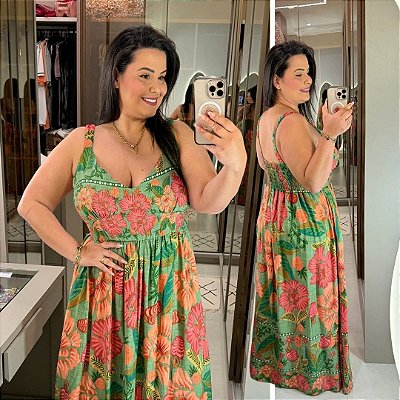 Vestido Grazy Verde Estampado Plus Size