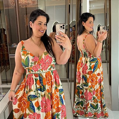 Vestido Grazy Branco Estampado Plus Size