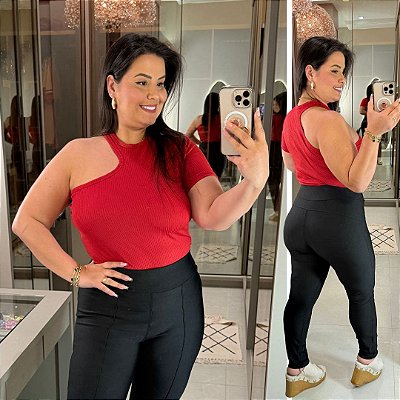 Blusa Canelada Nula Vermelho Plus Size