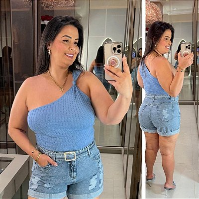 Blusa Nó Modal Azul Plus Size
