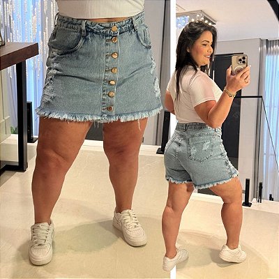 Short Saia Jeans Awa Sofia Plus Size