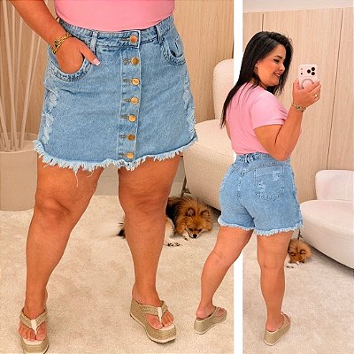 Short Saia Jeans Awa Sofia Plus Size