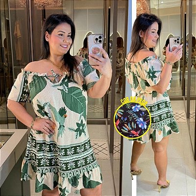 Vestido Ciganinha Estampado Preto Plus Size
