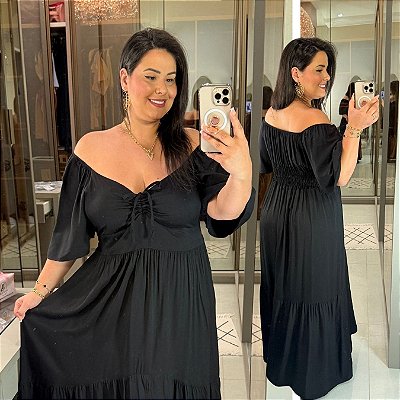 Vestido Larissa  Preto Plus Size