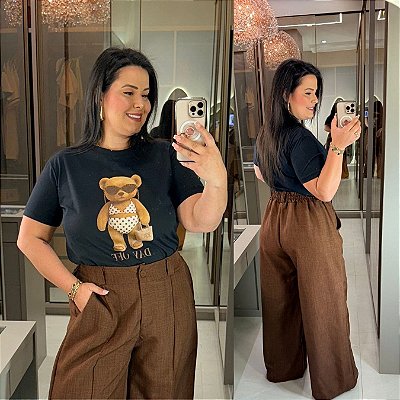 T shirt Urso Preta Plus Size