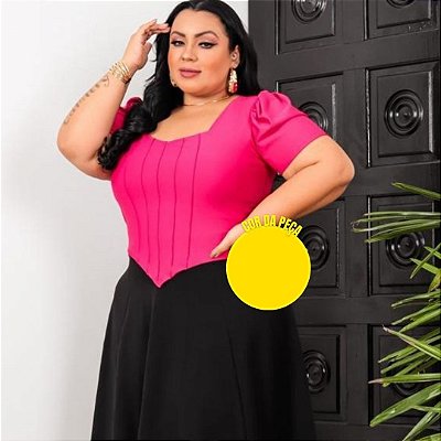 Blusa Corselet Manga Amarelo Plus Size