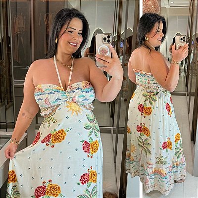 Vestido Longo Laura Verão Branco Plus Size