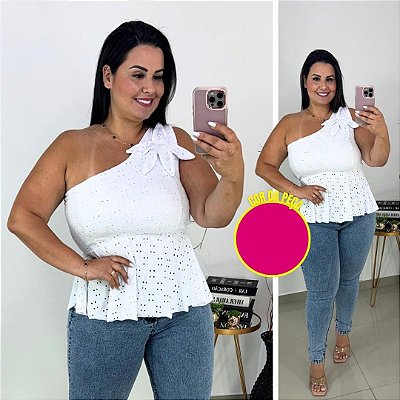 Blusa Bata Estrela Suzi Pink Plus Size
