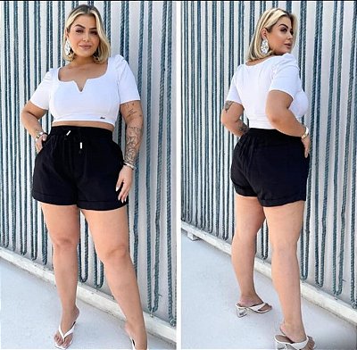 Short Jeans Felícia FF Preto Plus Size