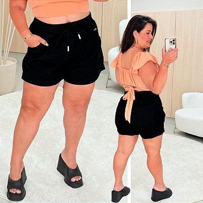 Short Jeans Felícia FF Preto Plus Size