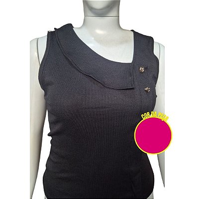 Blusa Alça Botão Pink Plus Size