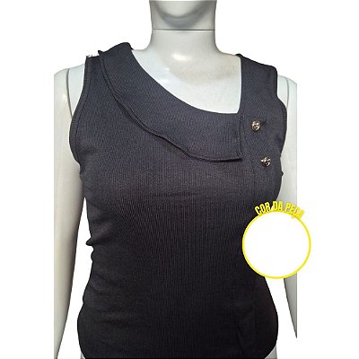 Blusa Alça Botão Branca Plus Size