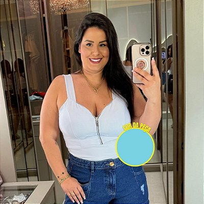 Cropped Suplex Zíper Azul BB Plus Size