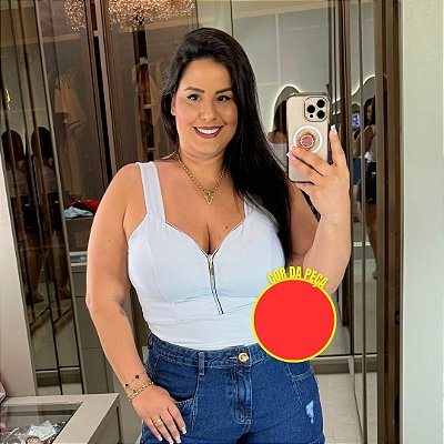 Cropped Suplex Zíper Vermelho Plus Size