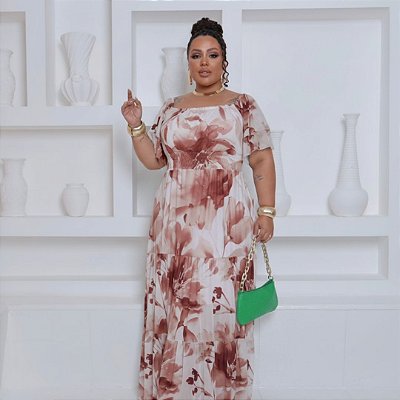 Vestido Ciganinha Tule Rose Plus Size