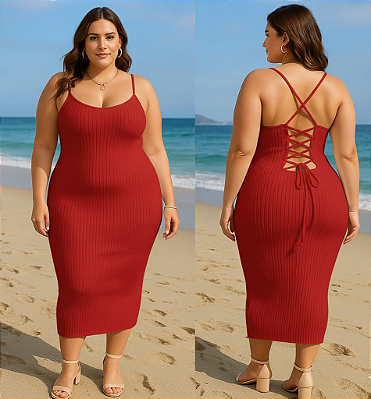 Vestido Alcinha Modal Amália Vermelho Plus Size