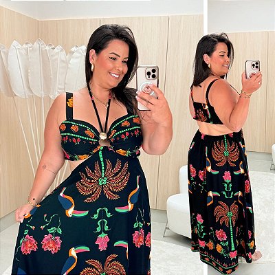 Vestido Longo Noronha Preto Verão Plus Size