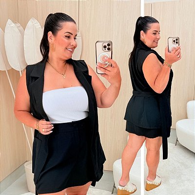 Conjunto Colete Catarina Preto Plus Size