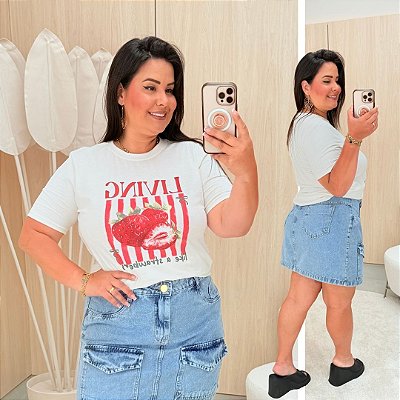 T shirt Algodão Living Off Estampada Plus Size