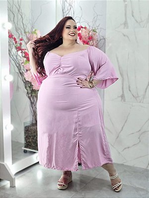 Vestido Cris Liso Rosa Plus Size