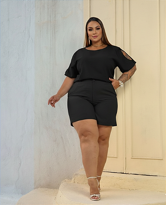 Conjunto Curto Helena Preto Plus Size