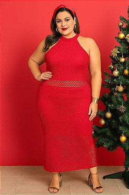 Vestido Longo Modal Ariel Vermelho Plus Size