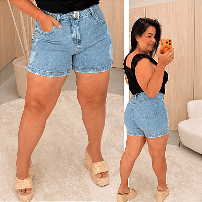 Short Jeans Awa Marcela Destroyed Plus Size