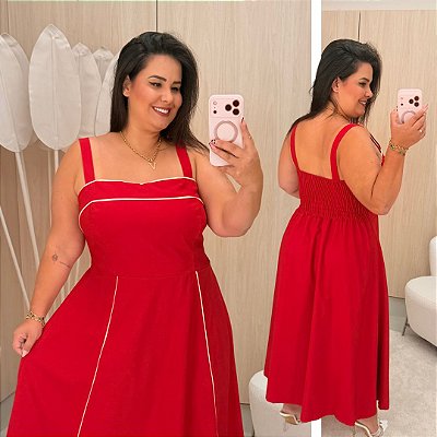 Vestido Alça Estela Vermelho Plus Size
