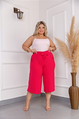 Calça Pantacourt Antônia Vermelho Plus Size