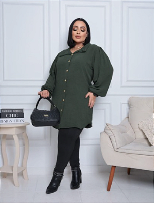 Camisão Duna Laís Verde Militar Plus Size