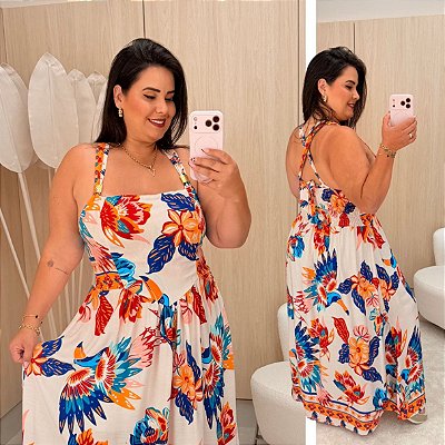 Vestido Celeste Estampado Azul Plus Size