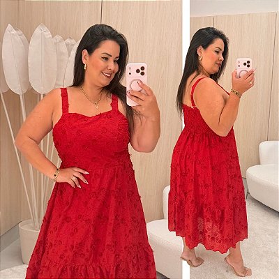 Vestido Curto Laise Francis Vermelho Plus Size